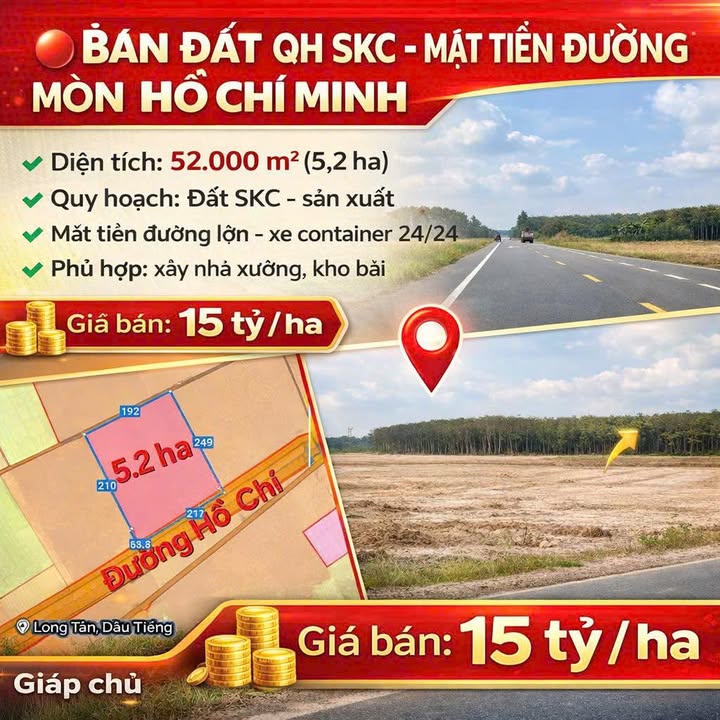 Đất nền Dĩ An 5,2 ha giá 15 tỷ/ha - Đường to ô tô