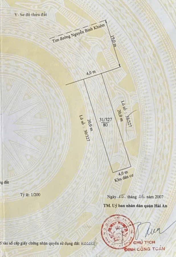 Đất nền Hải An Nguyễn Bỉnh Khiêm 160m² 5.04 tỷ - Sổ đỏ chính chủ