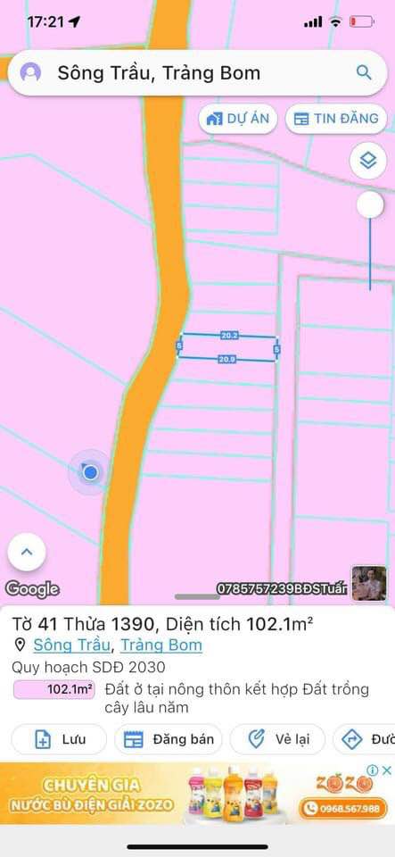 Đất nền Sông Trầu Trảng Bom 120m² 820 triệu - Sổ đỏ