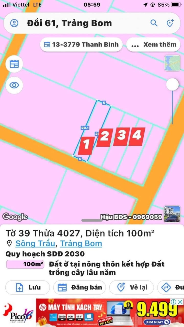 Đất nền Trảng Bom 100m² 8xx triệu - Sổ đỏ chính chủ