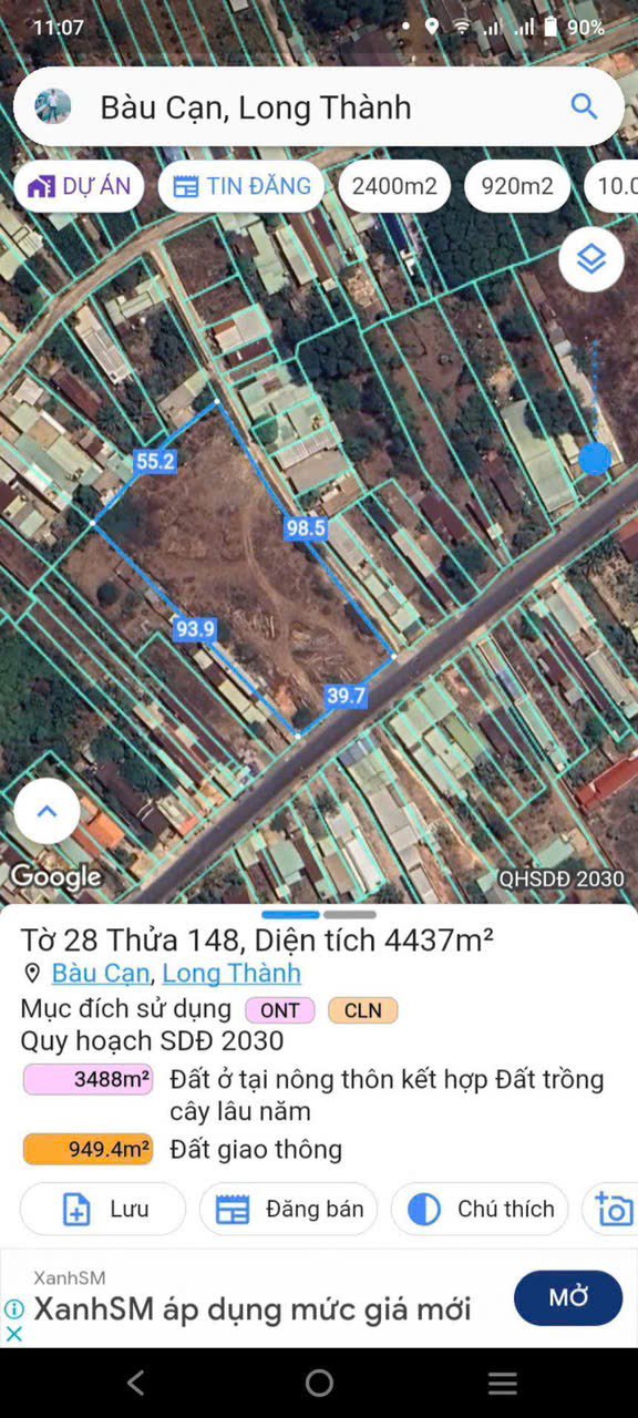 Đất nền Long Phước 4.437m² - Sổ đỏ chính chủ