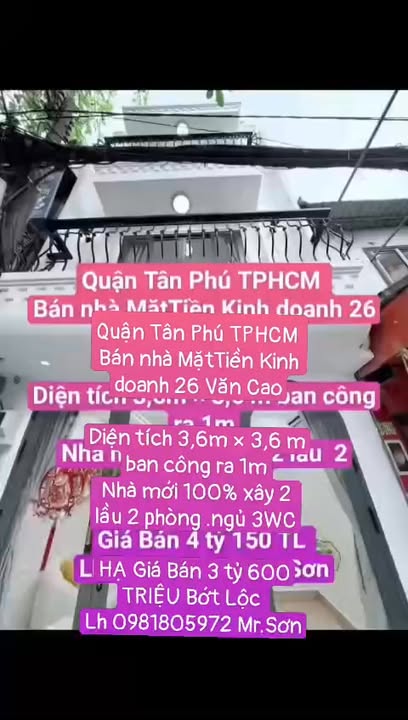 Nhà phố Tân Phú Văn Cao 13m² giá 3,6 tỷ - Chính chủ bán