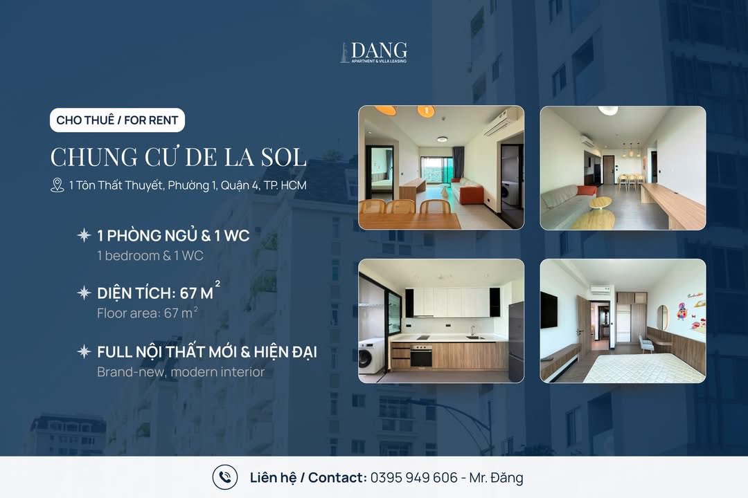 Căn hộ De La Sol Quận 4 67m² - View đẹp sông