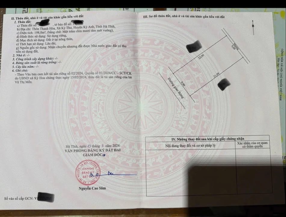 Đất nền Thanh Hòa Hà Tĩnh 198m2 giá 1 tỷ - Giá tốt hiếm có