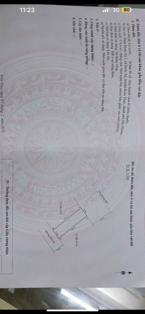 Đất nền 175m² Đường 404 Kiến Thuỵ 523 triệu Sổ đỏ chính chủ