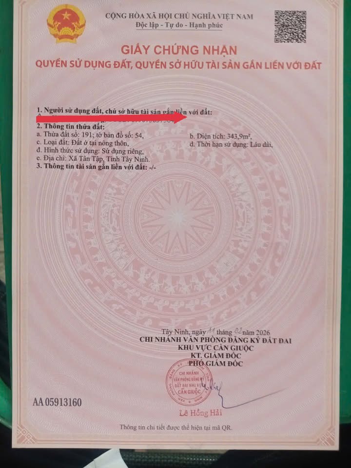 Đất nền Đông Thạnh Cần Giuộc 344m² giá 1.89 tỷ - Đất thổ cư 100%