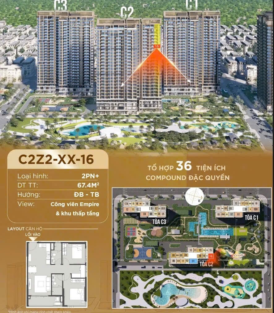 Căn hộ Vinhomes OCP2 67.4m² giá 4.95 tỷ - View đẹp ngắm pháo hoa!