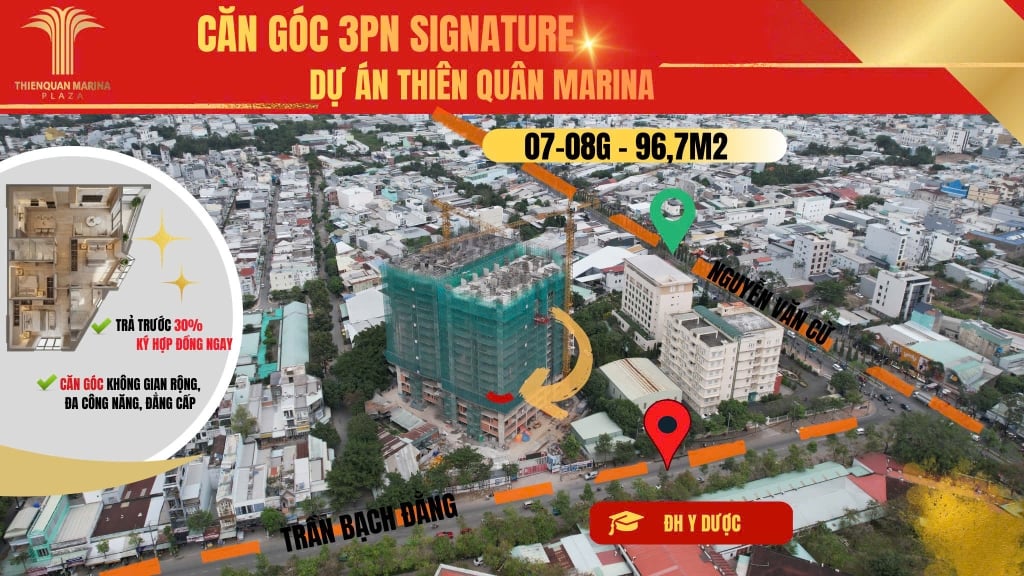 Căn hộ Marina Plaza Cần Thơ 96.6m² - Căn góc view đẹp ngắm pháo hoa!