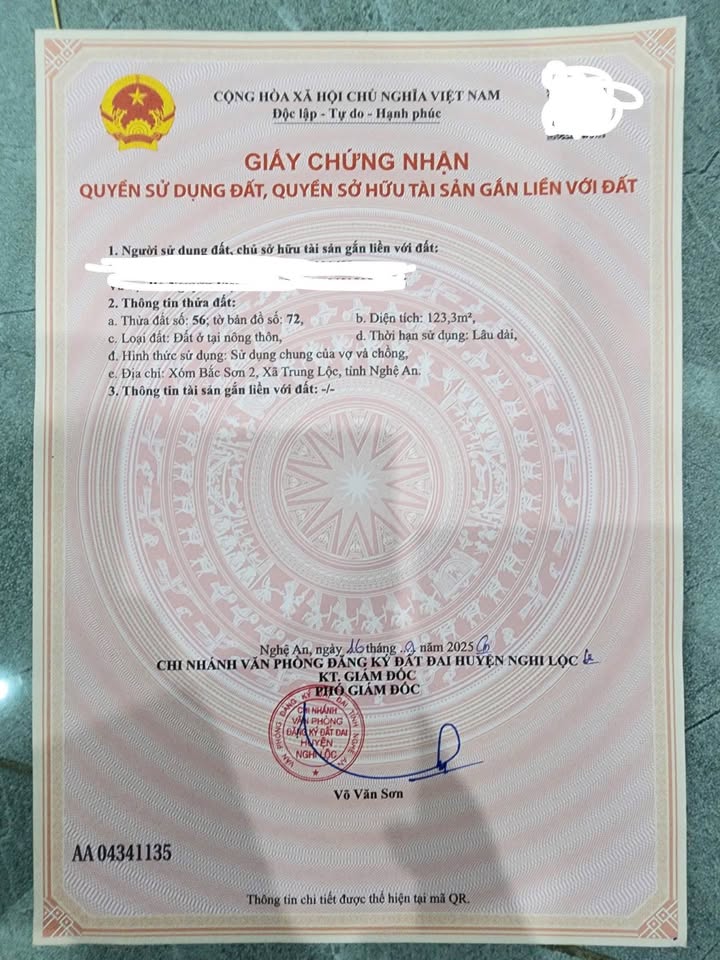 Đất nền Nghi Quang Nghi Lộc 123m² - Sổ đỏ chính chủ