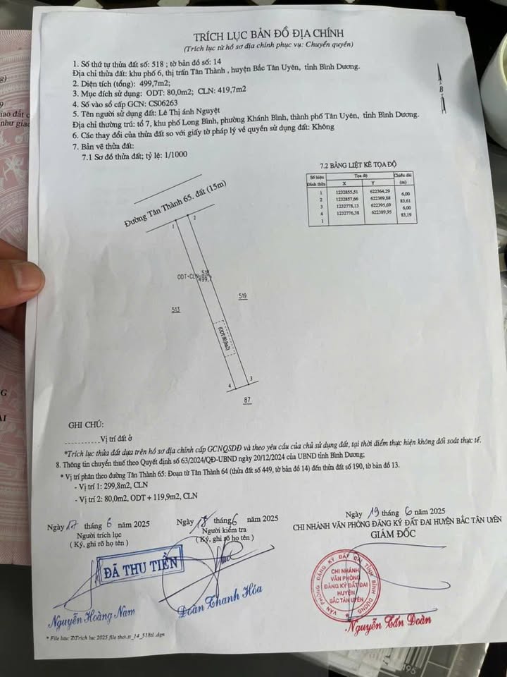 Đất nền Tân Thành 480m² giá 1.4 tỷ - Sổ đỏ chính chủ