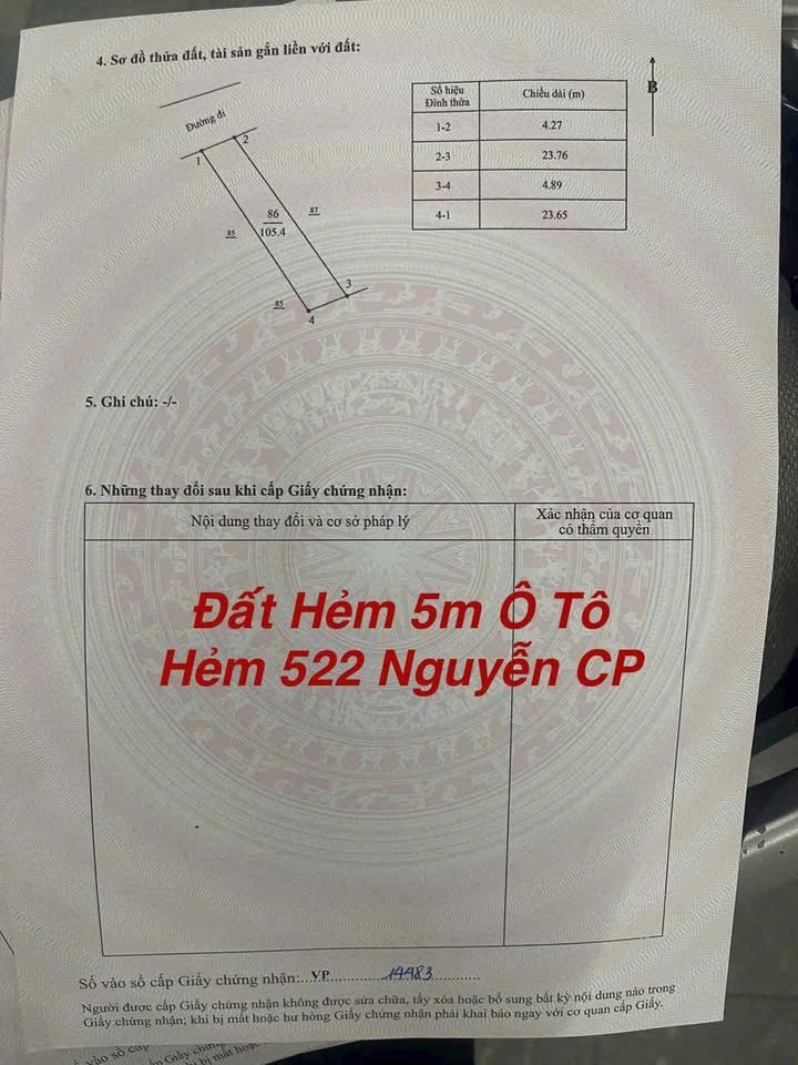 Đất Nền 105m² Hẻm 522 Nguyễn Công Phương, Quảng Ngãi - Giá 1.19 Tỷ