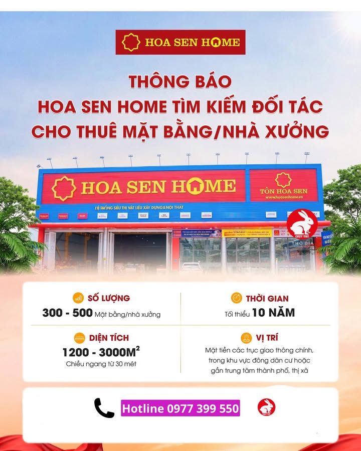 Tập Đoàn Hoa Sen Cần Thuê Mặt Bằng Kinh Doanh 1200m²+ QL13 Thủ Dầu Một