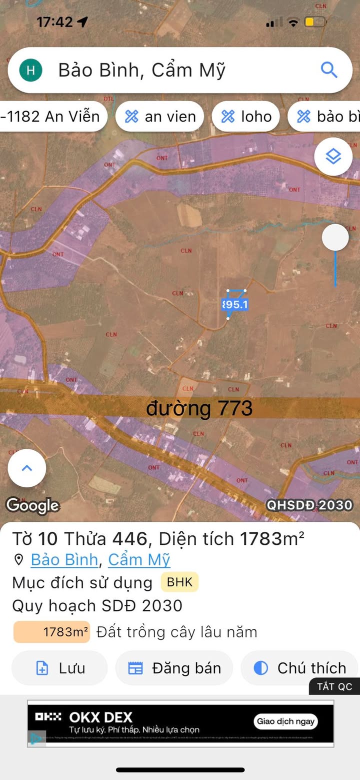 Đất nền Bảo Bình Cẩm Mỹ 648m² 1,2 tỷ - Sổ đỏ chính chủ