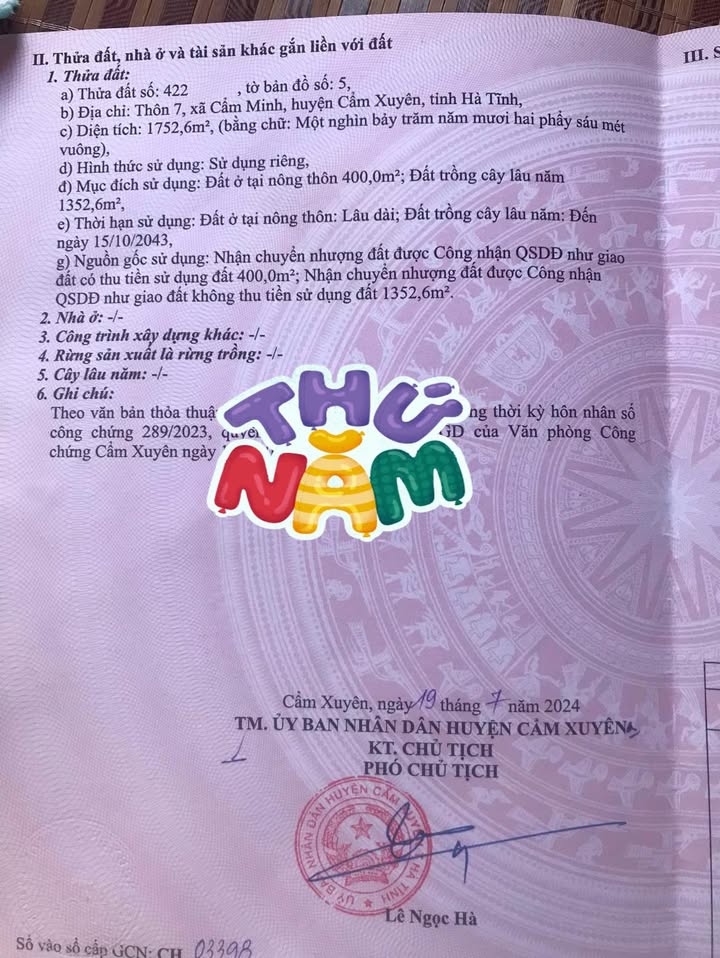 Đất nền Cẩm Minh 1.753m² giá thỏa - Sổ đỏ chính chủ