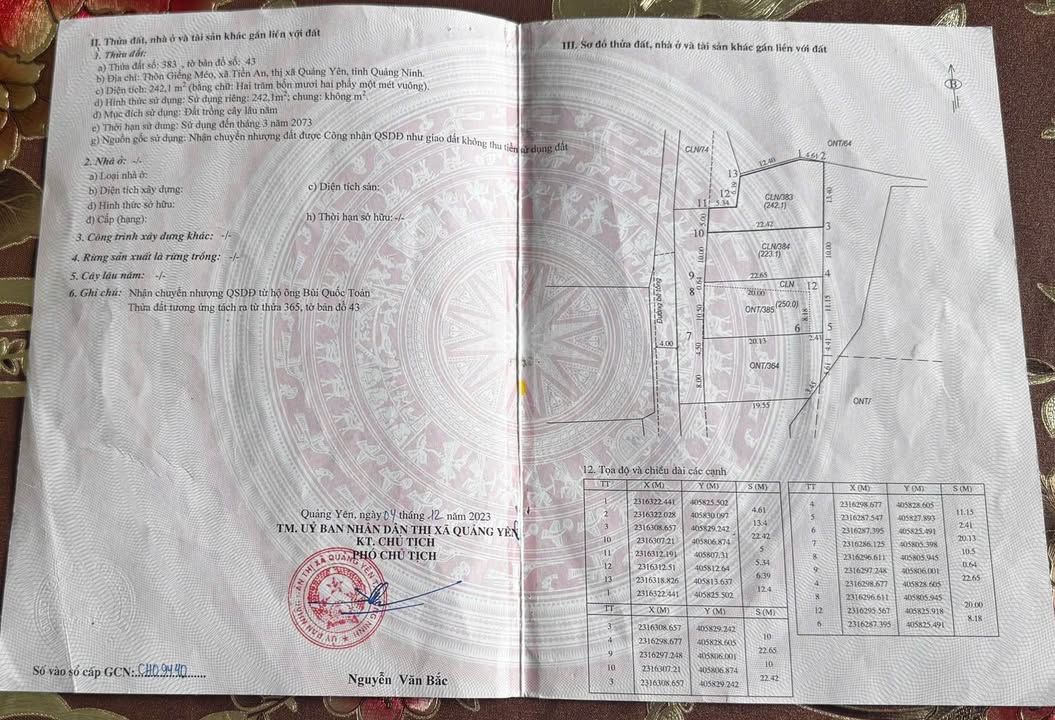 Đất nền Thôn Giếng Méo, Quảng Yên - 242.1m² Sổ đỏ sẵn sàng