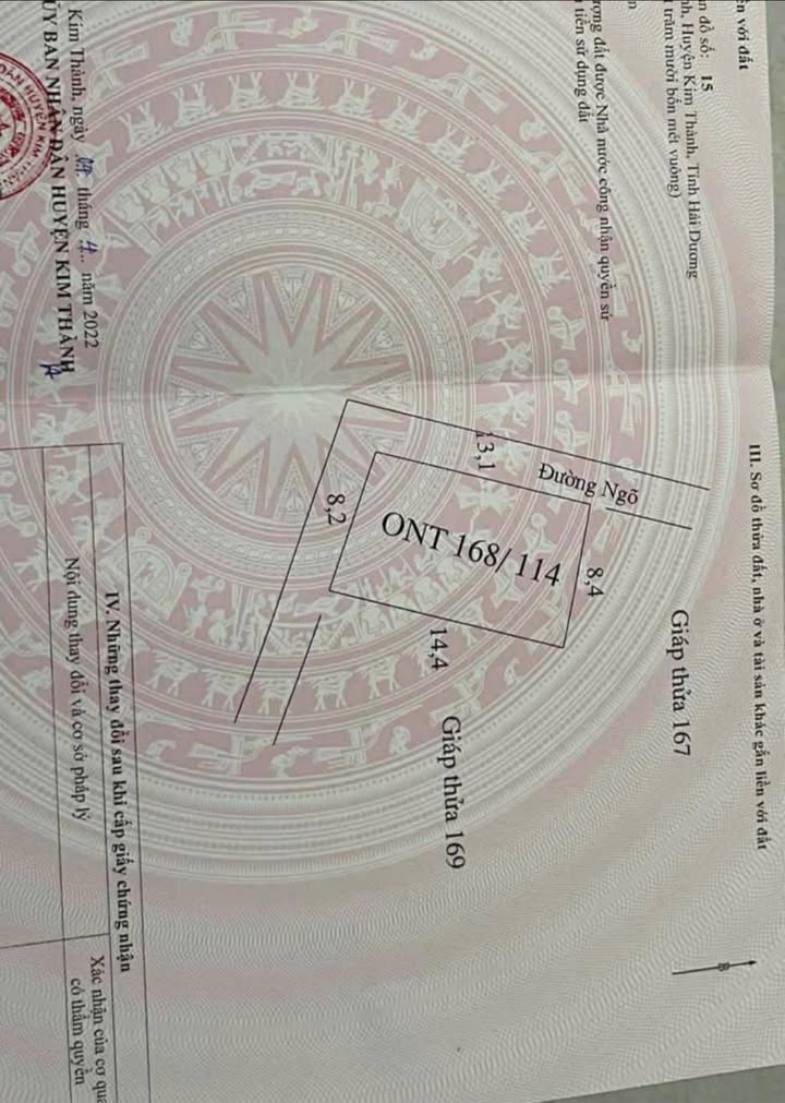 Đất nền Kim Đính Thủy Nguyên 114m² vài trăm triệu - Sổ đỏ chính chủ