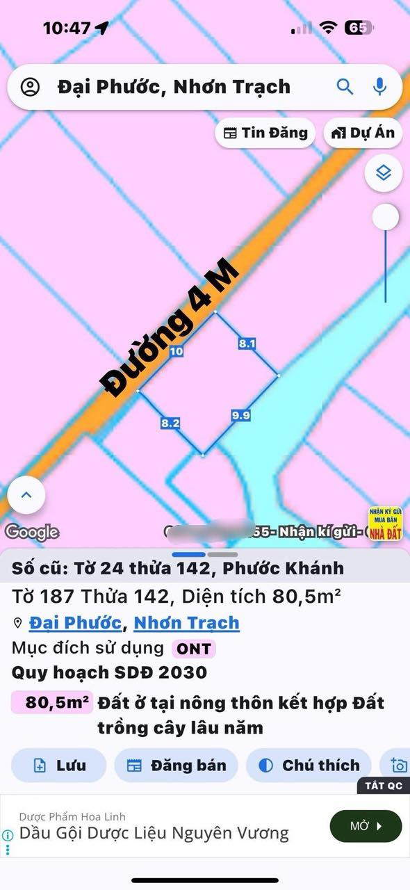 Đất Đại Phước Nhơn Trạch 80m² 1.1 tỷ - Sổ đỏ chính chủ