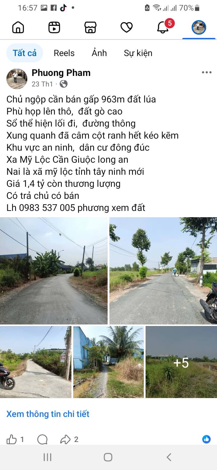 Đất nền Mỹ Lộc Cần Giuộc 1.100m² giá 1,2 tỷ - Sổ đỏ chính chủ