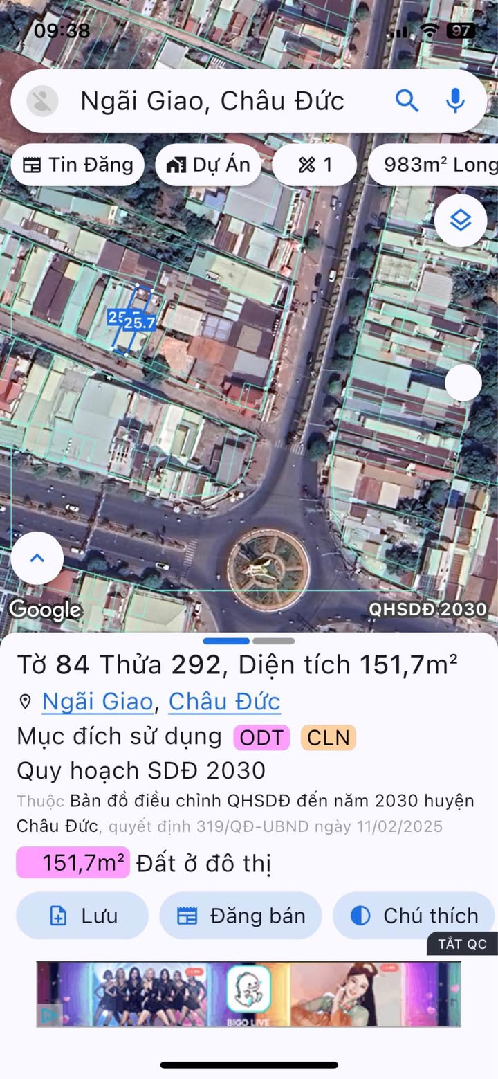 Đất nền Hùng Vương Ngãi Giao 132m² 3.6 tỷ - Sổ đỏ chính chủ