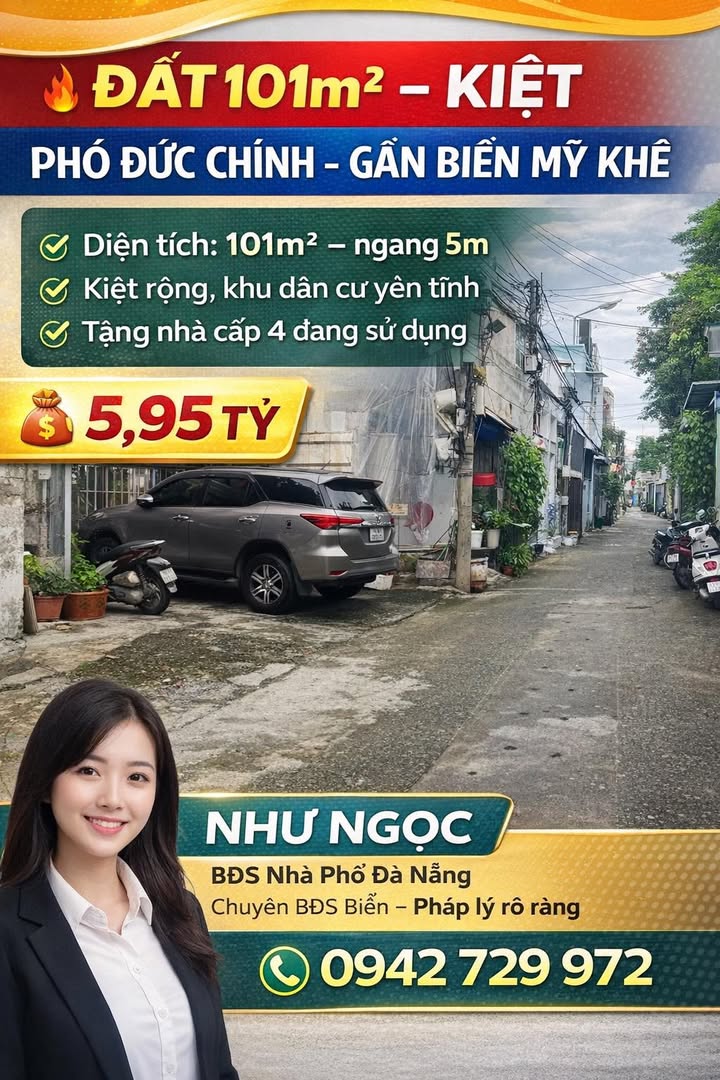 Đất Biển Mỹ Khê 101m² (5x20m) - Giá 5.9 Tỷ - Sổ Đỏ Sẵn Sàng