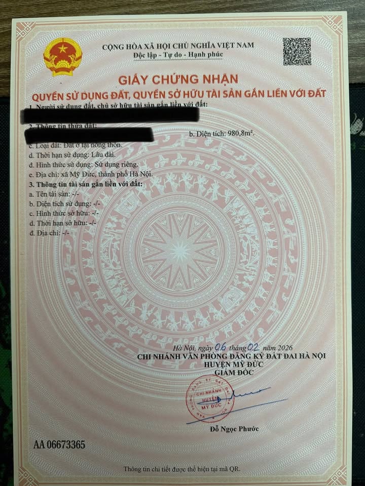 Đất Mỹ Đức 980m² - Sổ đỏ rõ ràng, giá đầu tư 6.86 tỷ