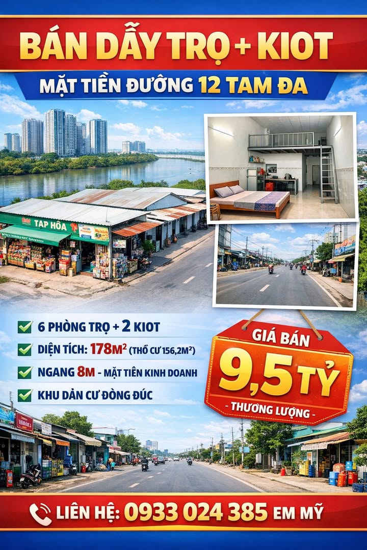 Bán Shophouse Mặt Tiền 12 Tam Đa, TP.Thủ Đức - 178m² Kinh Doanh Đa Ngành