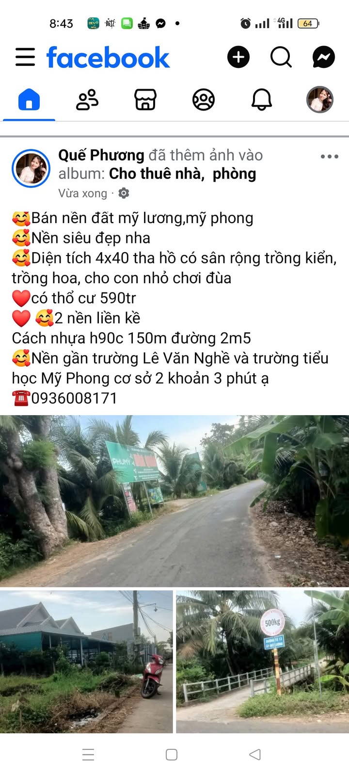 Đất nền Mỹ Lương Mỹ Phong 160m2 590tr - Sổ đỏ chính chủ