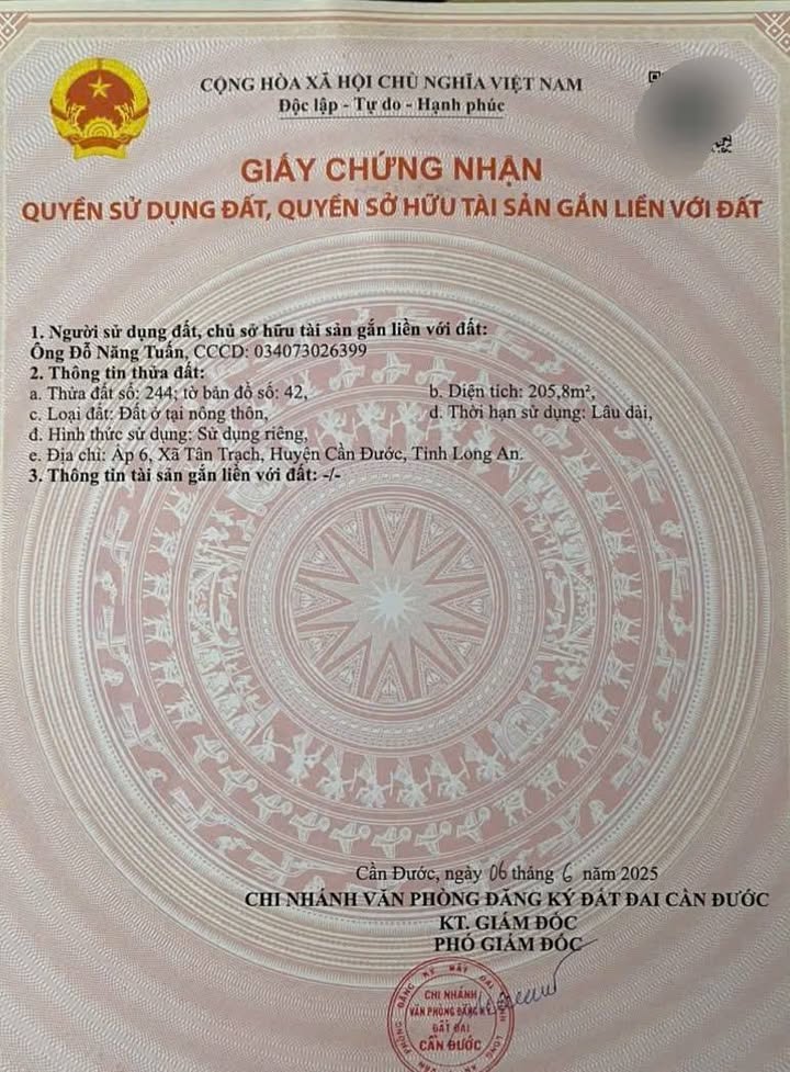 Đất 206m² 3 Mặt Tiền, Xã Tân Mỹ, Bắc Tân Uyên - Giá 2.6 Tỷ