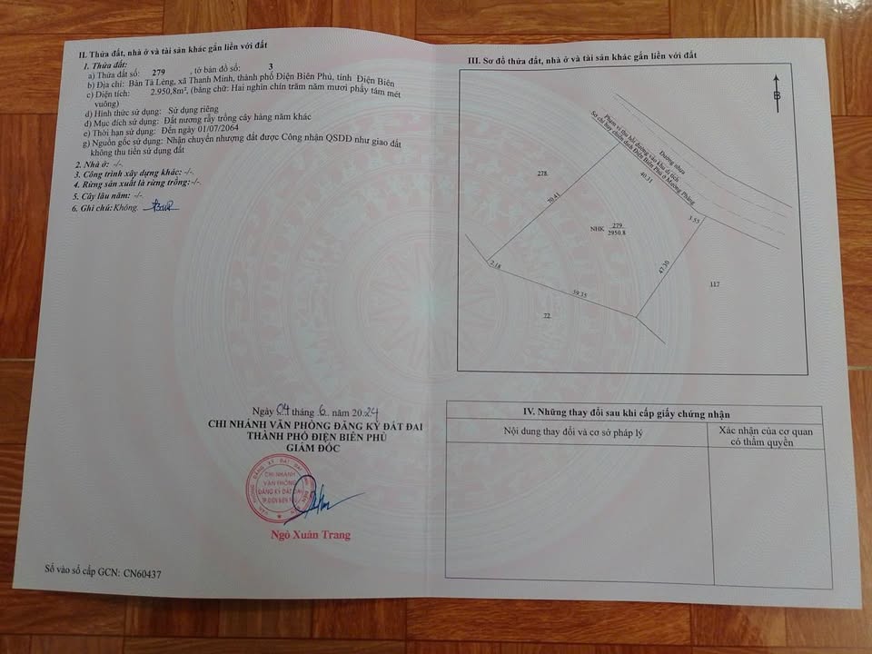 Đất Tân Thanh Điện Biên Phủ 2.951m² 860 triệu - Sổ đỏ chính chủ