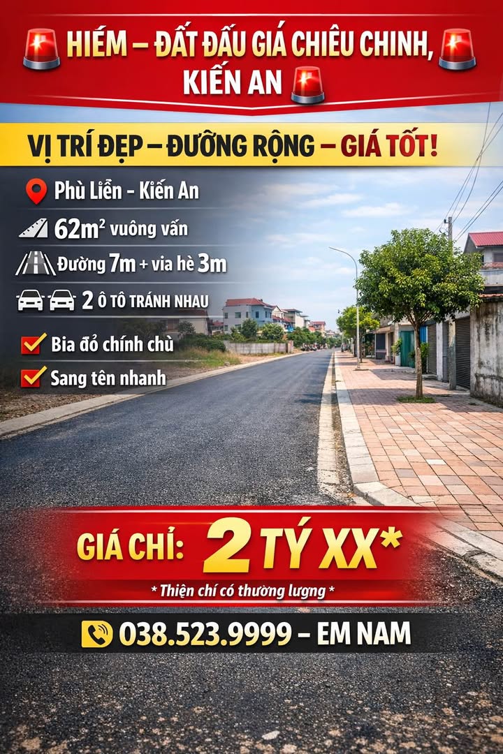Đất nền Đồng Hòa Kiến An 62m² 2 tỷ - Sổ đỏ chính chủ
