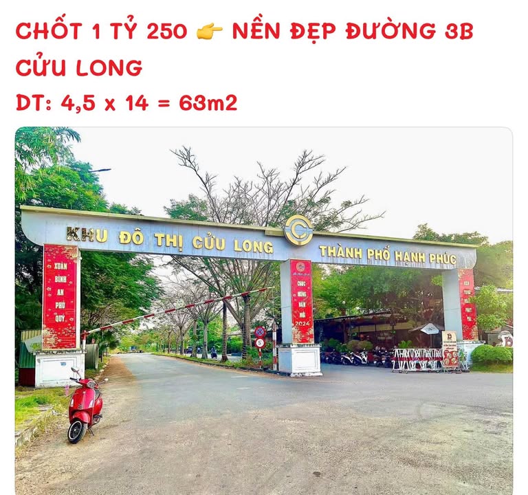 Bán Đất Nền Khu Đô Thị Cửu Long, Cần Thơ - 63m² Giá 1.25 Tỷ