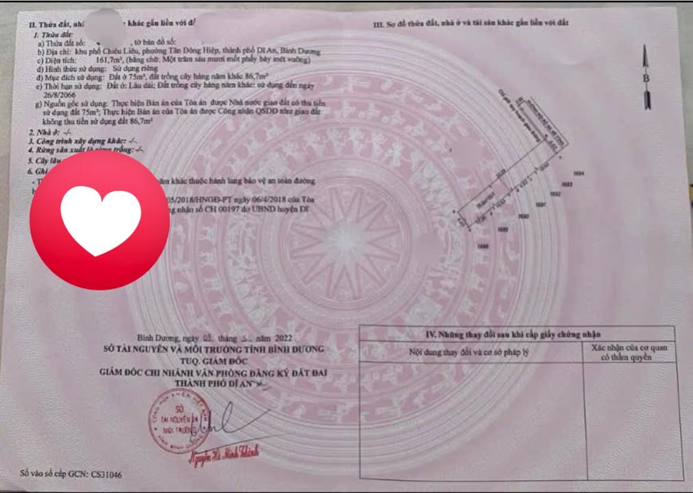 Đất Tân Đông Hiệp Dĩ An 161m² giá 3.7 tỷ - Sổ đỏ chính chủ