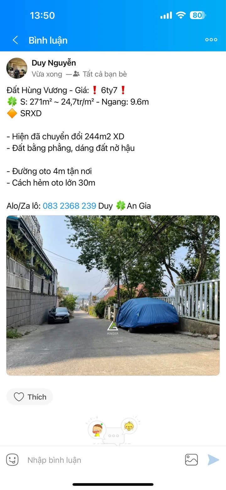 Bán Đất Hùng Vương, Lâm Hà 271m² - Sẵn Sàng Xây Dựng, Giá 6.7 Tỷ