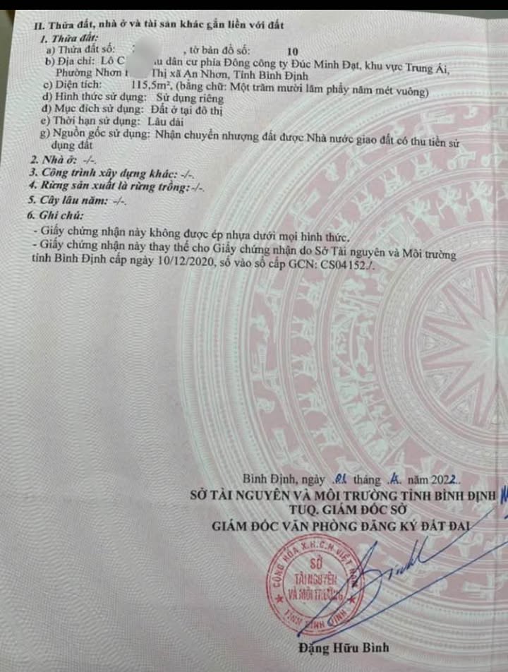 Đất nền 115.5m² Phường An Nhơn Nam, Bình Định - Giá 7xx Triệu