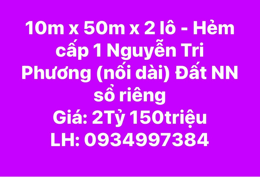 Đất nền Nguyễn Tri Phương nối dài 500m² 2.15 tỷ - Sổ đỏ