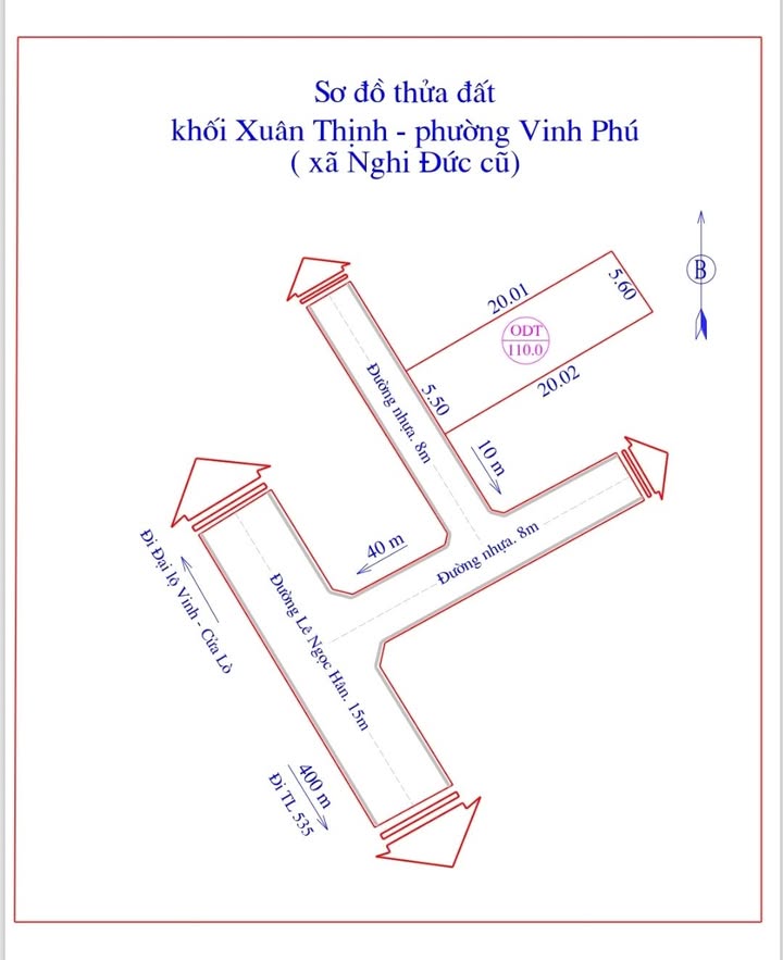 Đất nền Nghi Phú, Vinh 110m² - Lối 2 Lê Ngọc Hân, Giá 3 Tỷ