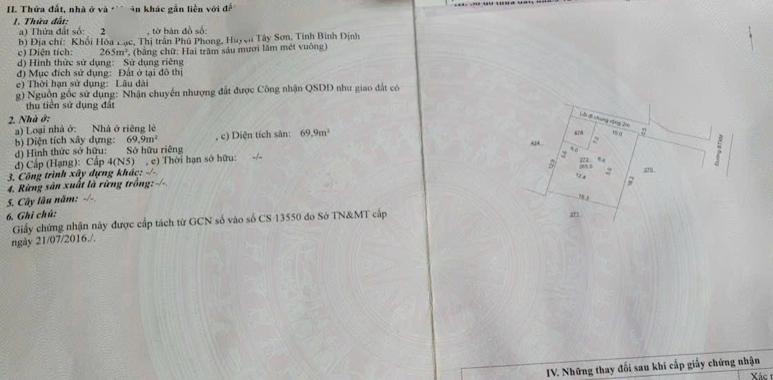 Nhà Tây Xuân Tây Sơn 305m² 700 triệu - Chính chủ bán