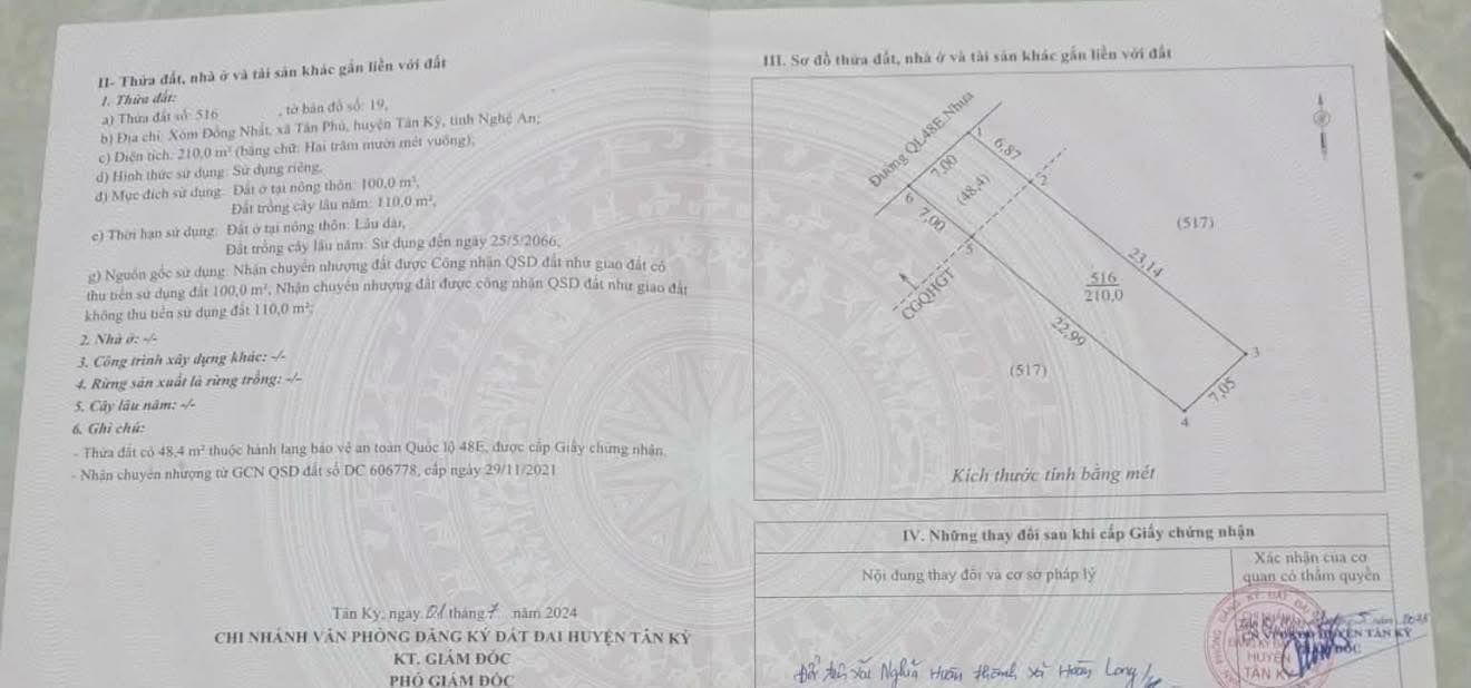 Đất nền Tân Phú, Nghệ An: 161m² mặt QL48, giá 1 tỷ - Kinh doanh đắc lợi