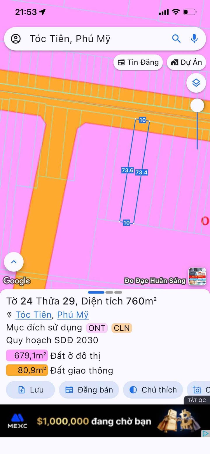 Đất nền Mỹ Xuân Tóc Tiên 730m² - Thỏa thuận, sổ đỏ chính chủ