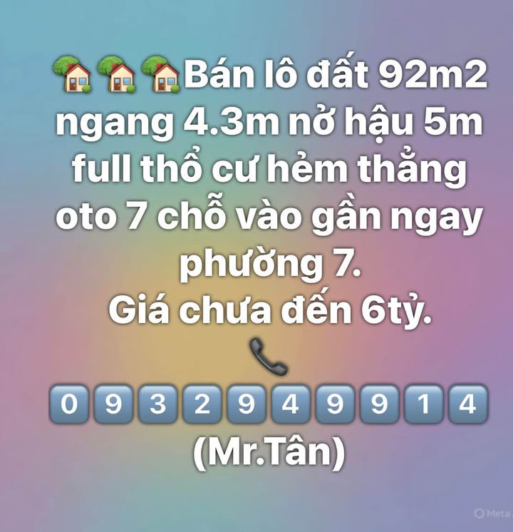 Đất nền Phường 7 Vũng Tàu 92m² dưới 6 tỷ - Sổ đỏ chính chủ