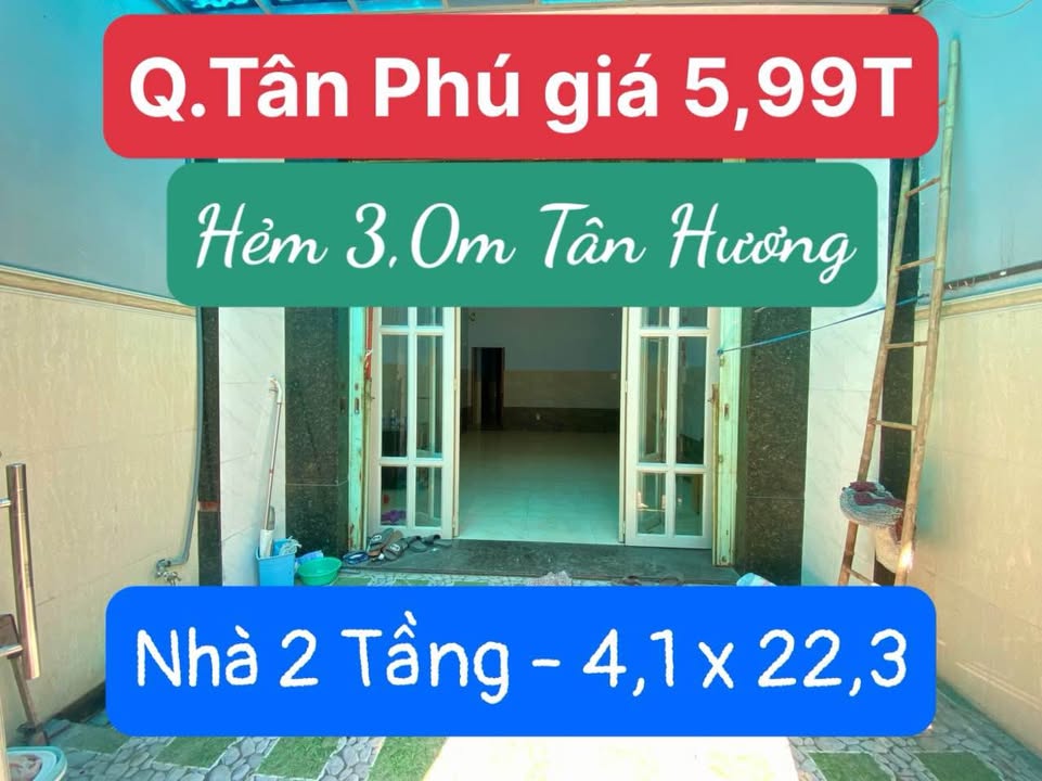 Nhà hẻm 3m Tân Hương, Tân Phú - 89.7m² - 3PN - Giá 5.99 Tỷ