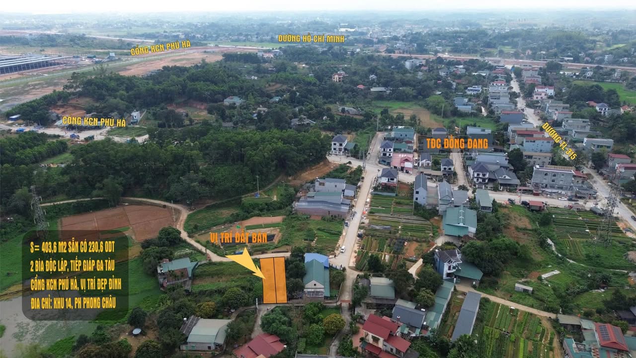 Đất nền Phường Phong Châu 404m² giá thỏa thuận - Sổ đỏ sẵn sàng xây dựng