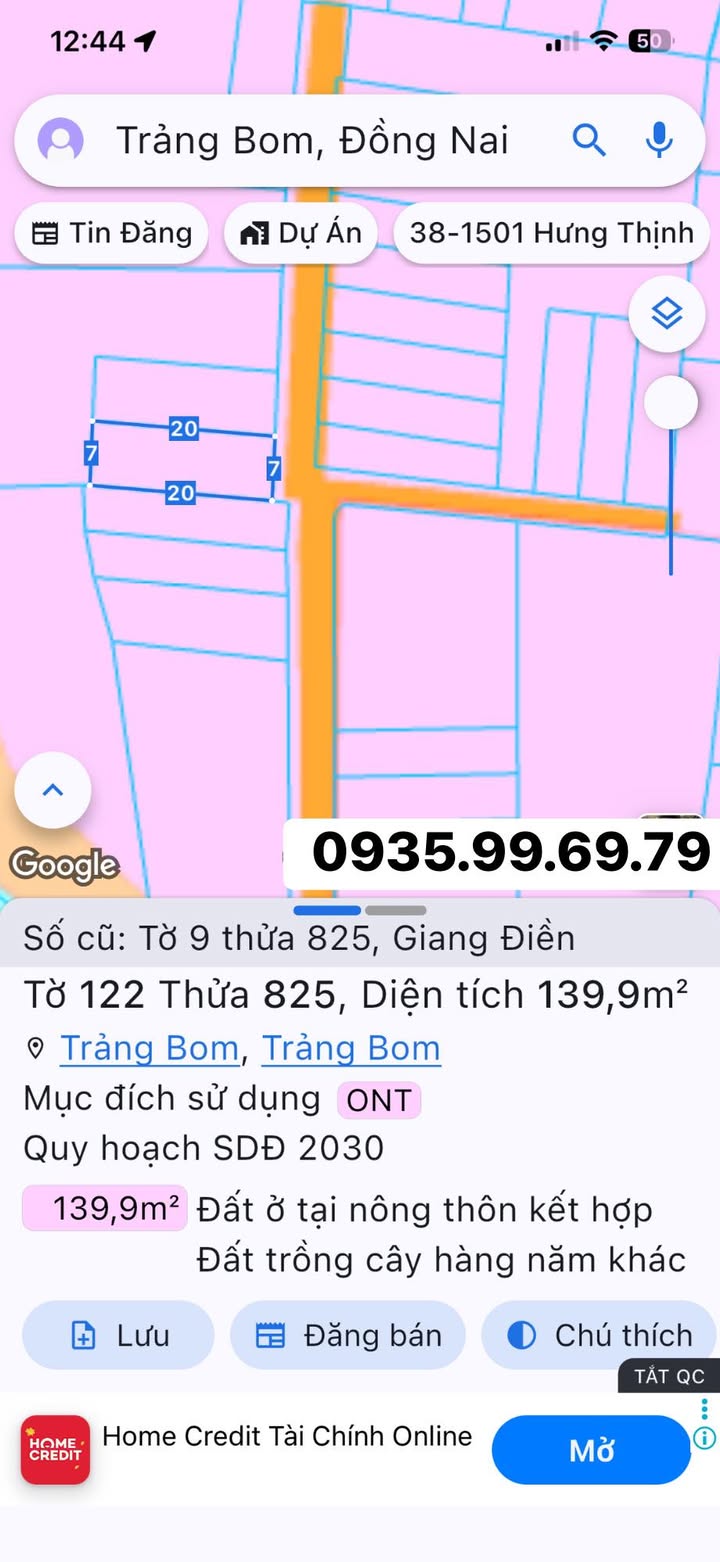 Đất nền Giang Điền Trảng Bom 140m² 1,5 tỷ - Thổ cư sẵn