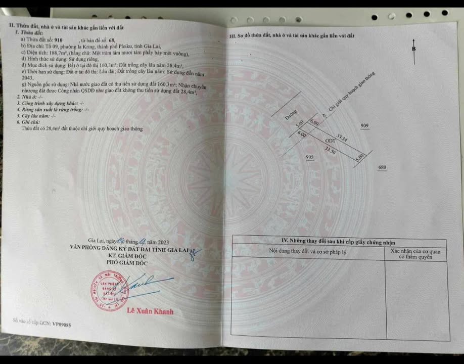 Đất nền Pleiku Hoàng Sa 195m² giá 1.2 tỷ - Sổ đỏ chính chủ