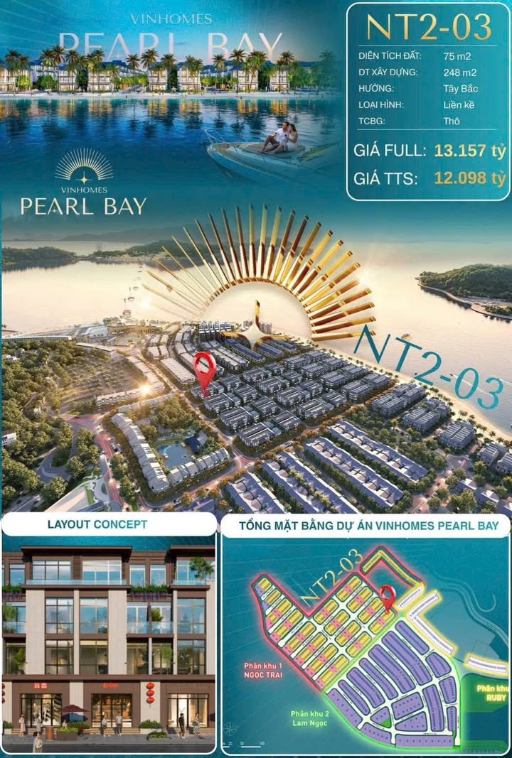 Townhouse Vinhomes Pearl Bay Nha Trang 75m² - Cơ Hội Sở Hữu Căn Rẻ Nhất 13 Tỷ