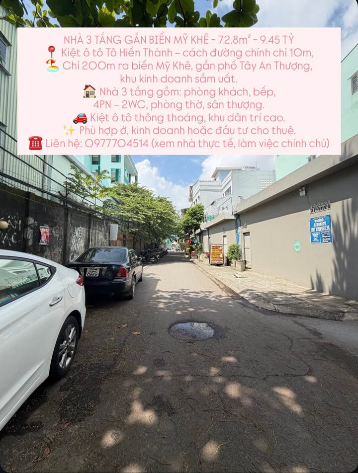 Nhà 3 Tầng 72.8m² Gần Biển Mỹ Khê, Đà Nẵng - 9.45 Tỷ