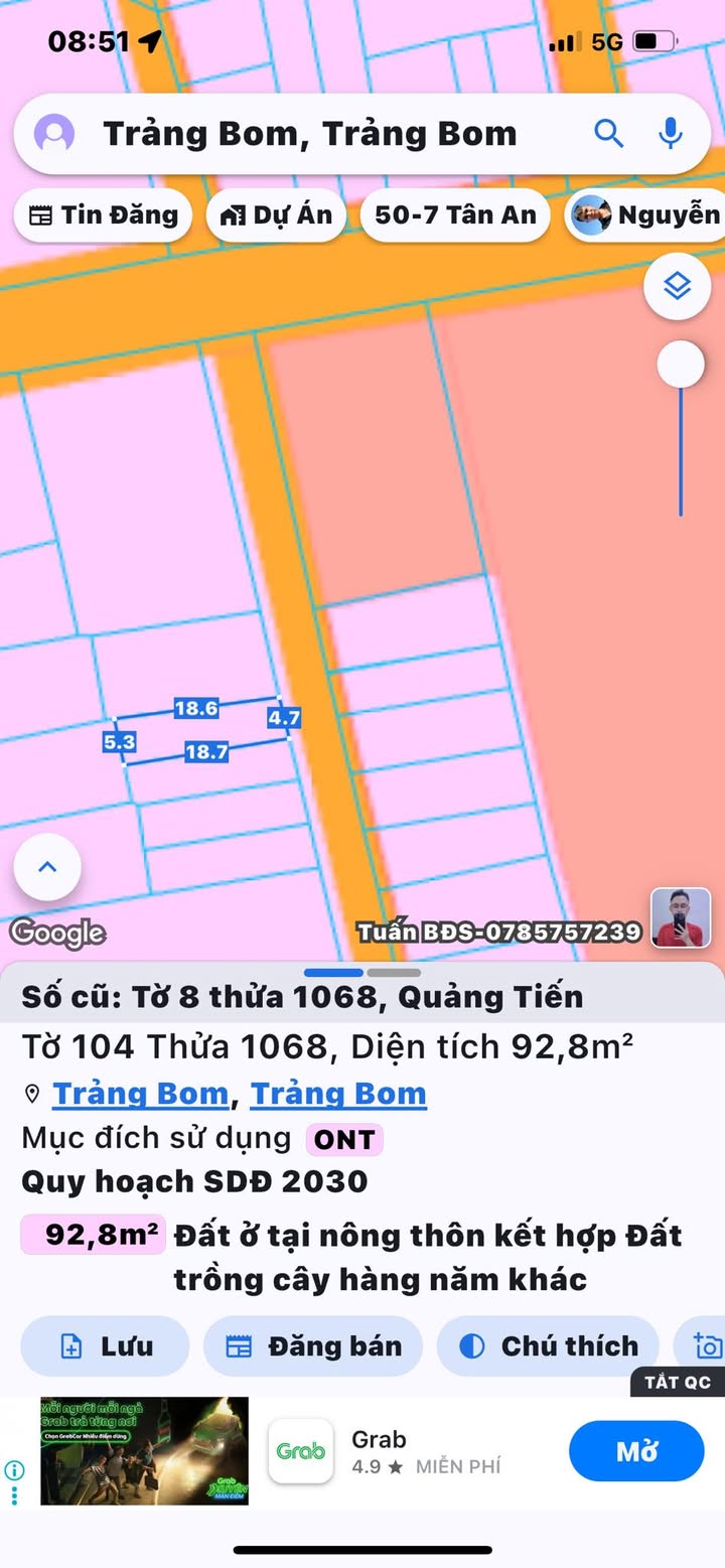 Đất Quảng Tiến Trảng Bom 92m² 1,75 tỷ - Sổ đỏ chính chủ