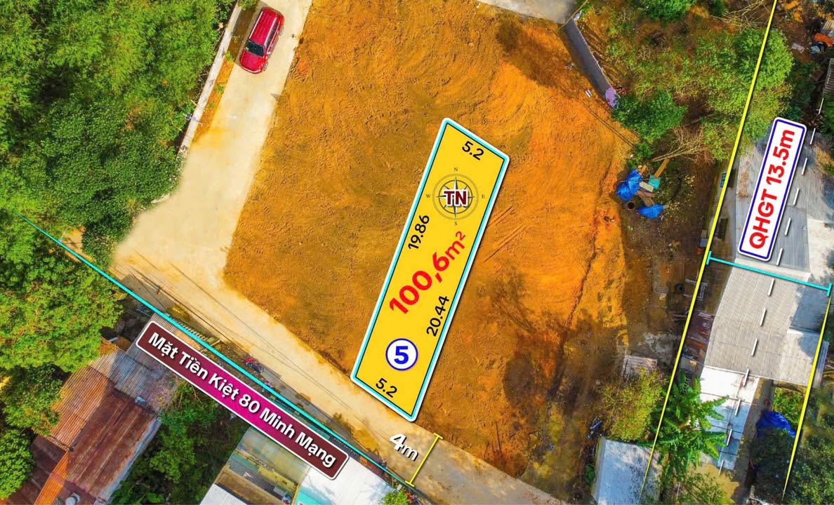 Đất 100m² Mặt Tiền Kiệt 80 Minh Mạng, Huế - Sổ Hồng Chính Chủ