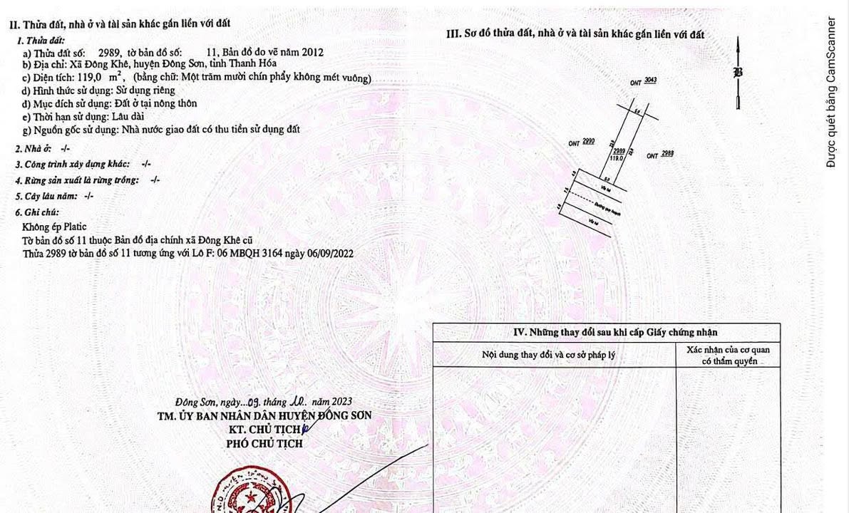 Đất nền Đông Khê TP Thanh Hóa 119m² - Pháp lý rõ ràng