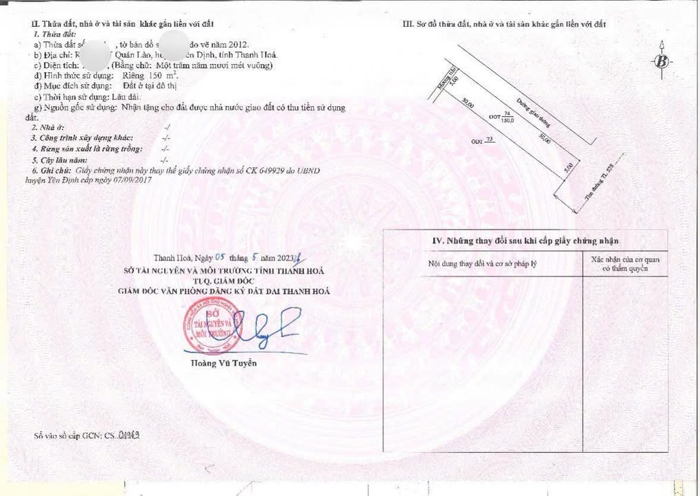 Đất nền Quán Lào 150m² - Sổ đỏ chính chủ thỏa thuận